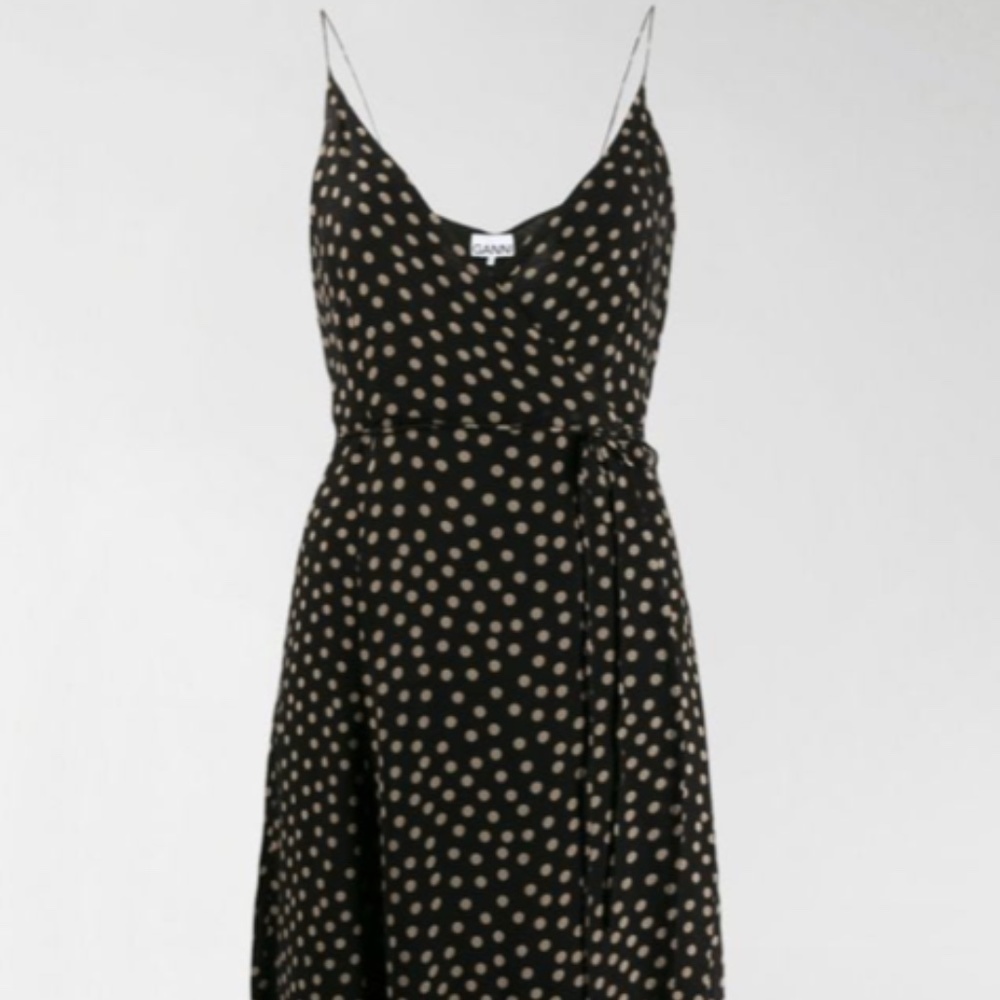 GANNI polka dot wrap dress